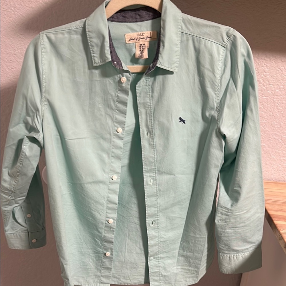 Classic Green Button Down Shirt with Rolled Sleeves